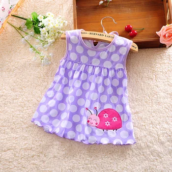 

ZWF193 Summer Girls Dress Cotton Multi-style Sleeveless Baby Dresses Flowers Strawberry Snail Butterfly Children's Clothing