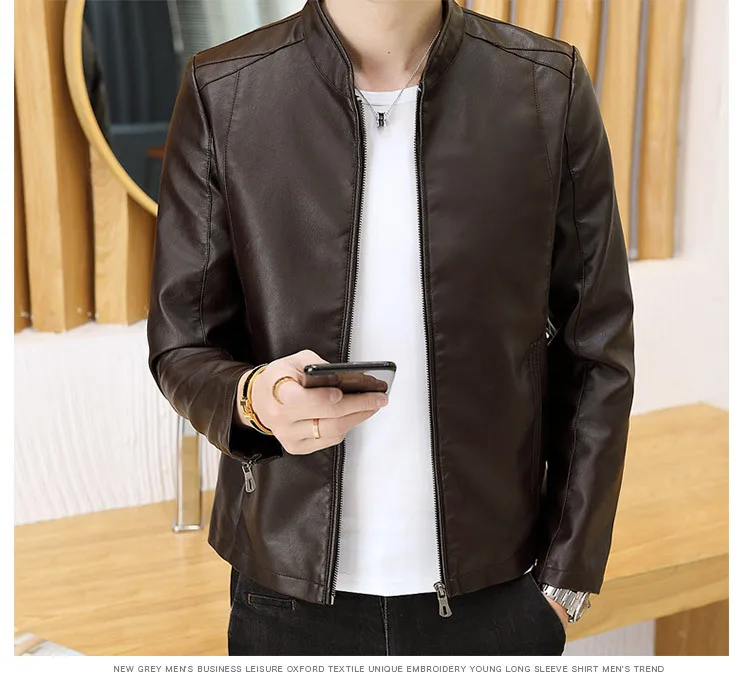 Leather Coat Men's Spring And Autumn Casual Korean-style Slim Fit PU Leather Jacket Men's Youth Thin Coat New Style Simple