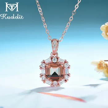 

Kuololit 585 rose gold Zultanite Gemstone Pendant For Women Solid 925 Sterling Silver Asscher Luxury Necklace for Wedding bride