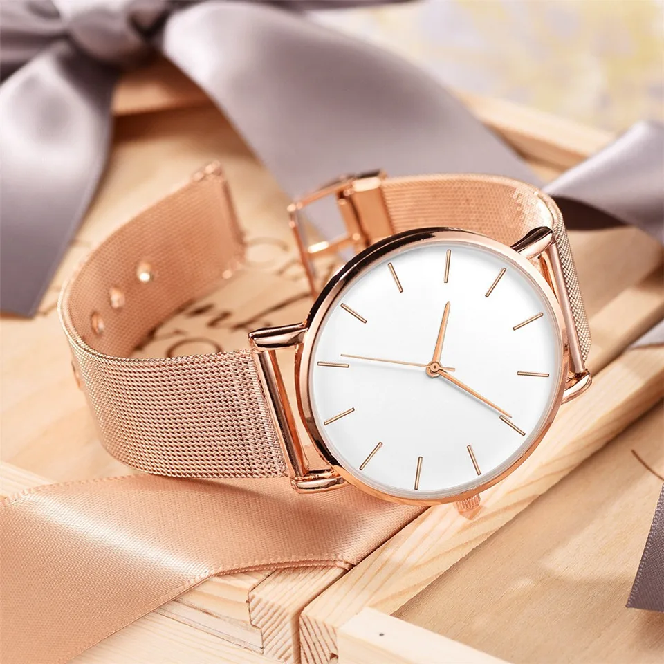 Women's Watch Rose gold Women's Watch 2020 women mesh belt ultra-thin fashion relojes para mujer luxury wristwatches reloj mujer