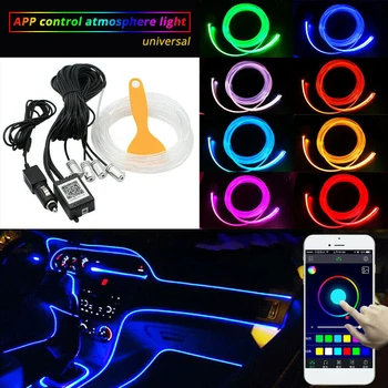 

Car Interior Light Strip RGB Multi-color Neon Light Strip Decor Atmosphere Lamp APP Control For IOS And Android