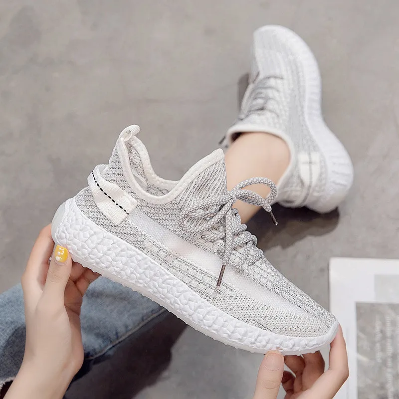 

2020 New Chunky Fashion Sneakers Flyknit Women Thick Sole Ladies Female Chunky Shoes Women Casual Vulcanize Platform Sneakers