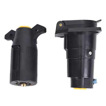 

7 Way Trailer Plug Round Light Blade End Adapter Trailer Adapter Plug Connector Tail Lights Brake Lights Connector set