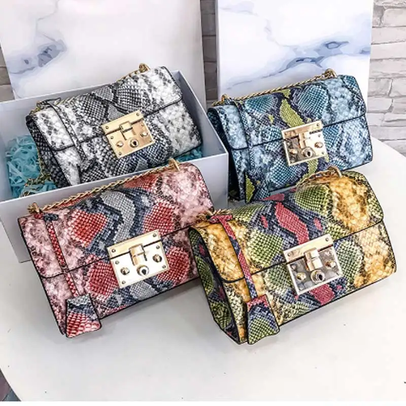 

Snake Shoulder Bags for Women Leather Small Chain Luxury Handbags Women Bags Designer Crossbody Bags Fashion Clutch Bag