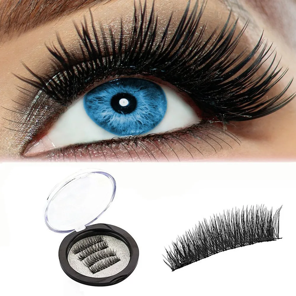 

4Pcs Ultra-thin 0.2mm Magnetic Eye Lashes 3D Reusable False Magnet Eyelash Long Lasting Beauty Natural Extension Tools Set