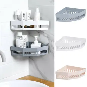 

GH Bathroom Shelf Adhesive Storage Rack Corner Holder Shower Gel Shampoo Basket Hot