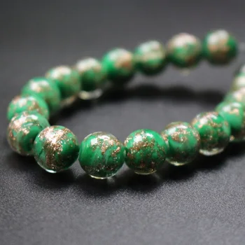 

10pcs/lot 10mm Lampwork Glass Beads Glass Boutique beads Green Color With Shinning Sand for earring necklace making