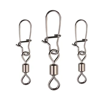 

20pcs/bag Stainless Steel Fishing Ball Bearing Rolling Swivels with Nice Snap Connector Fishing Accessorie
