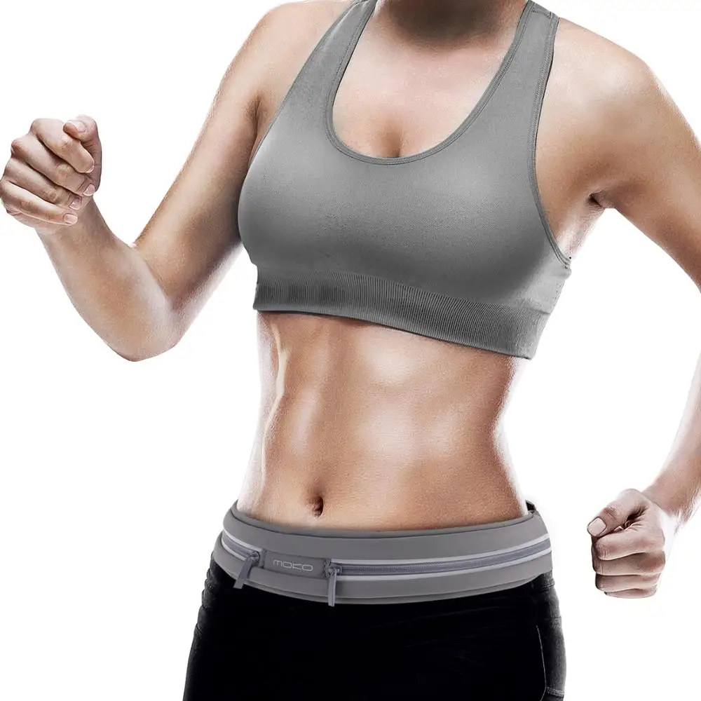 

MoKo Sports Running Belt, Outdoor Dual Pouch Sweatproof Reflective Waist Pack,Fitness Workout Belt Fanny Pack For iPhone X/Xr/Xs