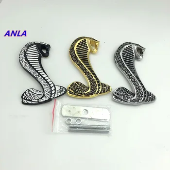 

1pcs 3D Metal Chrome Sticker Car Grille turning logo animal Cobra emblem Badge for Ford Shelby Mustang carros car styling