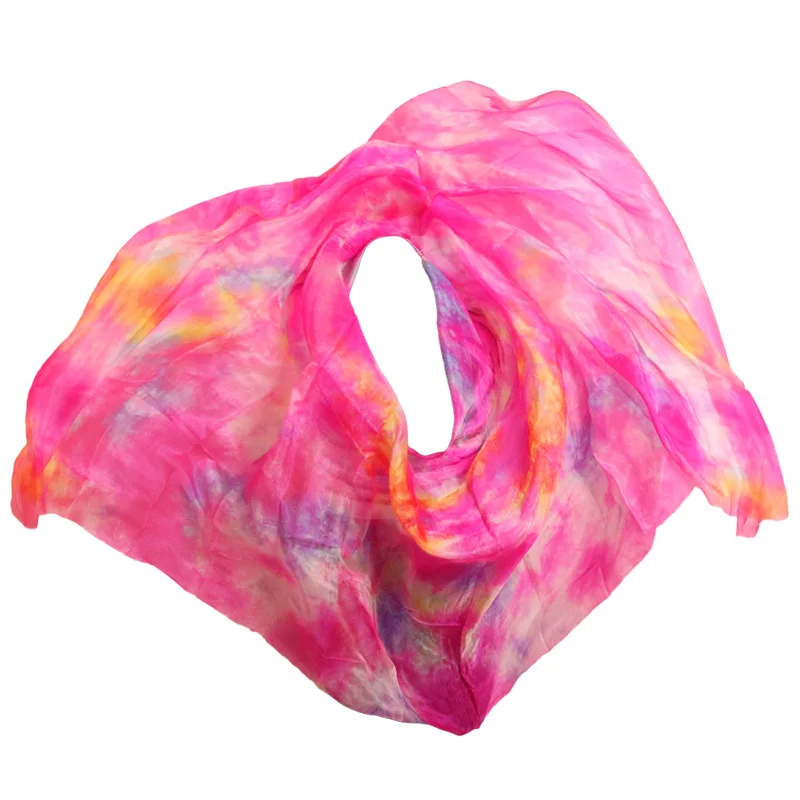 Индивидуальные шелковые вуали ручной работы окрашенные китайские платок из натурального шелка шали шарф костюмы аксессуары Костюм для танца живота реквизит - Цвет: color 24-dz