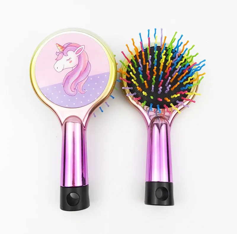 

Fashion Portable Cute Electroplating Rainbow Comb Unicorn Symphony Hairdressing Comb Airbag Comb Printing Comb
