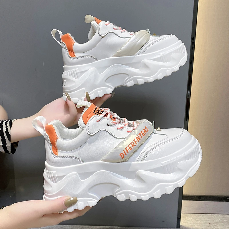 Zapatillas De plataforma vulcanizadas informales para Mujer, zapatos deportivos gruesos, a la moda, talla 34, blanco|Zapatos vulcanizados de mujer| AliExpress