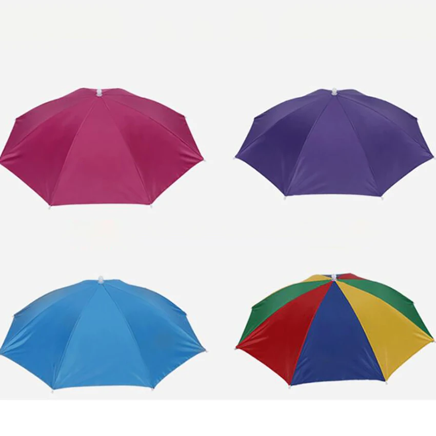 52cm Diameter Elastic Band Fishing Headwear Umbrella Hat Folding Sun