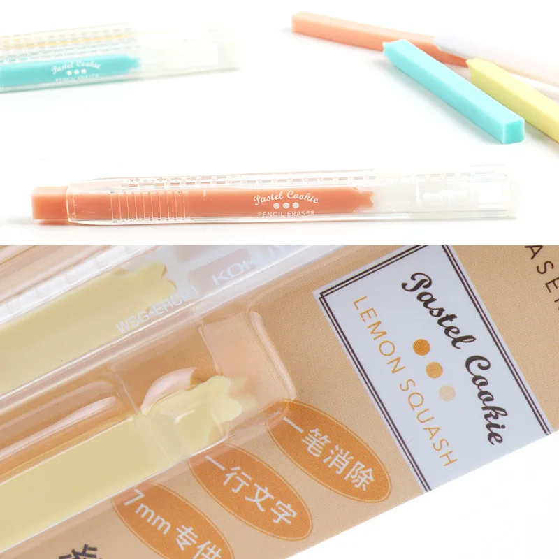 KOKUYO Pencil Eraser Pastel Cookie Series Color Stick Erasers Pen Replenishable Refill Japanese Stationery Office School A6616 pencil eraser eraser pen eraser refillable pen