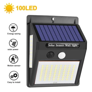 

1/2/4pcs 100 LED Outdoor Solar Lamp PIR Motion Sensor Wall Light Waterproof Solar Powered Sunlight for Garden Decoration