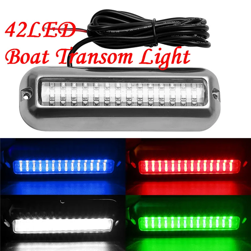 Stainless Steel 42 LED Underwater Pontoon Marine/Boat Transom Light Waterproof White/Blue/Green/Red Accessories Car Styling