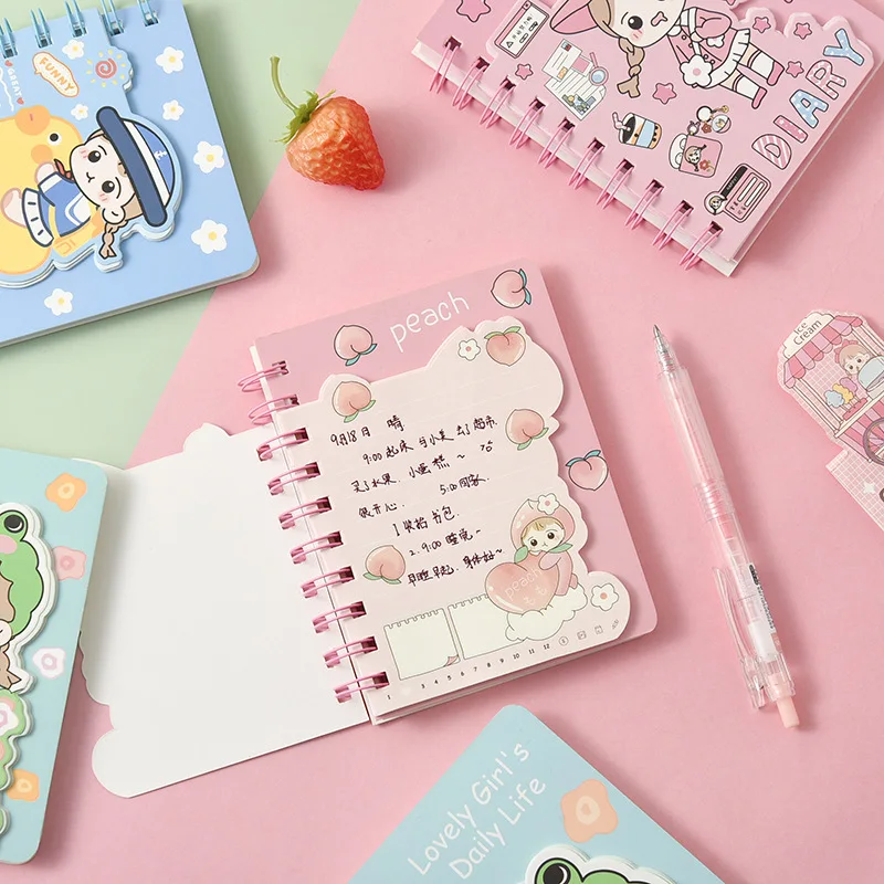 

Cartoon Pocket Mini Coil Notepad Kawaii Cute Girl Notebook 88 Sheets Memo Time Organizer Student School Supplies Kid Gift
