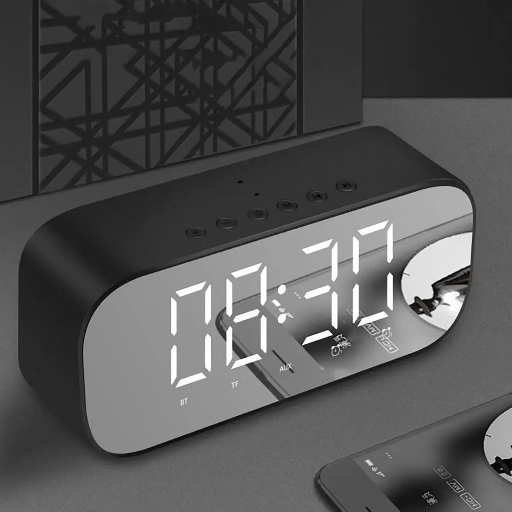 Зеркальный ЖК-экран двойной будильник динамик беспроводной Bluetooth-динамик