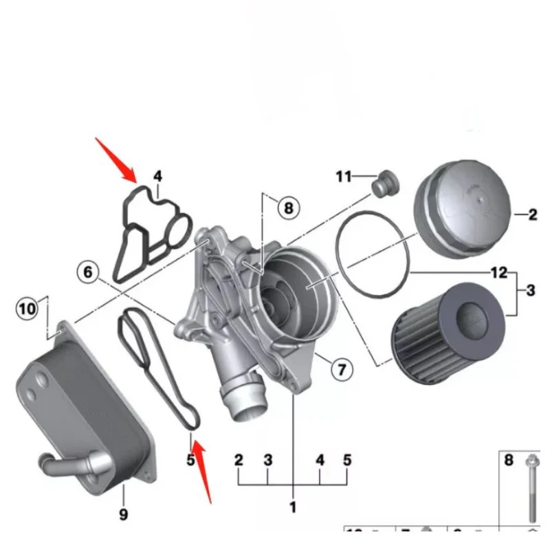 Engine Oil Filter & Cooler Housing Gasket Seal 2PC For BMW E60 E90 E90 E91 325i 11428637820 11428637821
