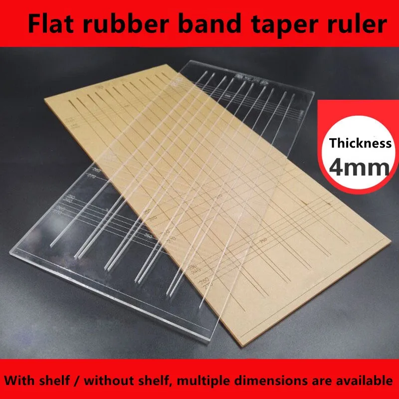 

1 Pcs Flat Tape Measure Tapered Slingshot Flat Rubber Band Cutting Template 4mm Thickness With Frame Acrylic Transparent Ruler