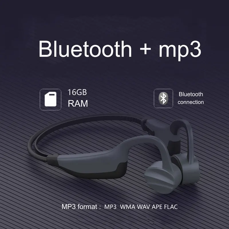 Модные уличные IP68 жизни водонепроницаемый MP3 плеер Bluetooth костной проводимости наушники спорт HiFi Music16G памяти наушники для бега