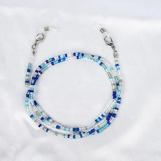 Bohemian Colored Mask Strap Beaded Glasses Chains Women Face Mask Lanyard Anti Slip Women's Neck Chain For Eyeglass Sunglasses Blue