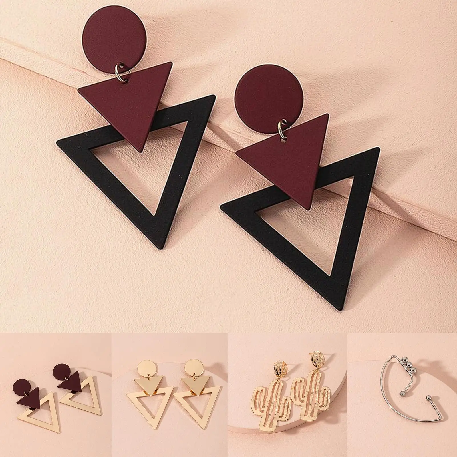 

Female Fashion Triangle Shape Hollow Drop Dangle Earrings Jewelry Accessories