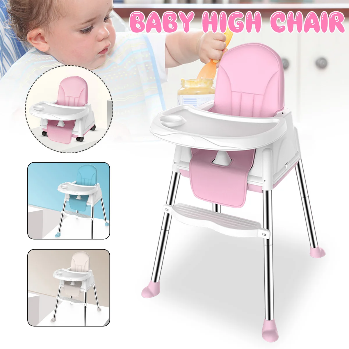 

Hot 6-36 Months Beige/blue/pink Authentic Portable Baby Seat Baby Dinner Table Multifunction Adjustable Folding Chairs For Child
