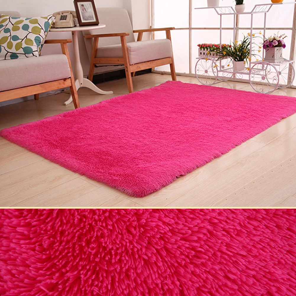 10 цветов 120x160 см большая плюшевая лохматая утолщенная мягкая ковровая зона ковер коврики для столовой гостиной спальни домашнего офиса - Цвет: Rose Red