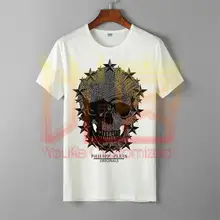 Футболка в стиле ретро Philip Plein, хлопковая Футболка с графическим рисунком, футболка в стиле хип-хоп, новинка, Мужская брендовая одежда, футболка