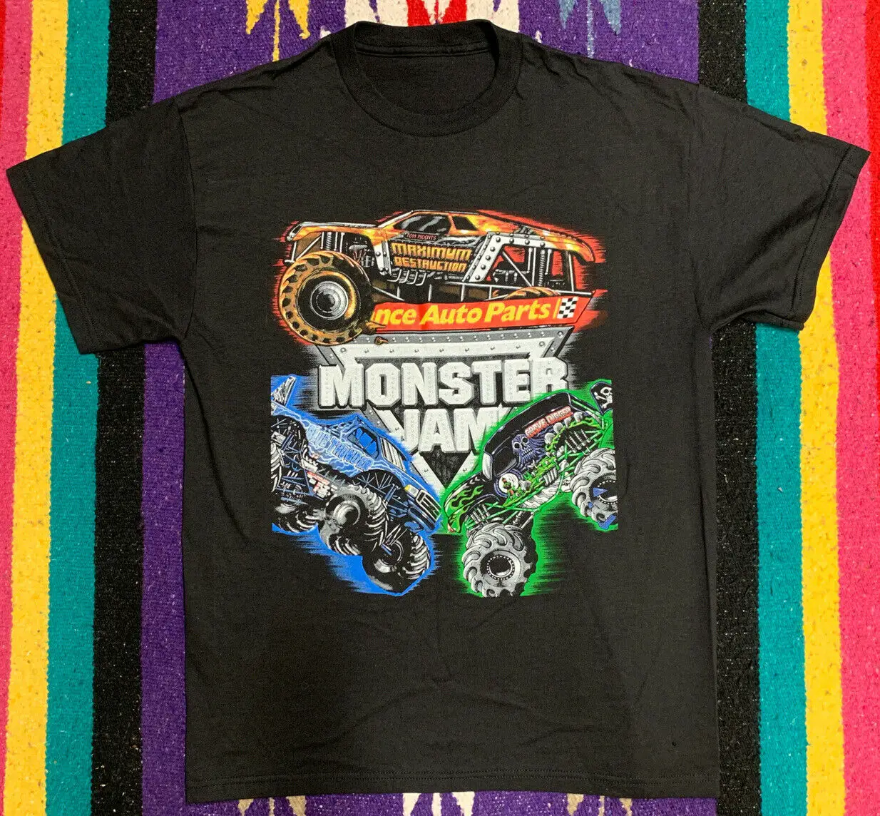 T-Shirt Vintage Monster Jam Grave Digger Blue Thunder Size Medium/Large