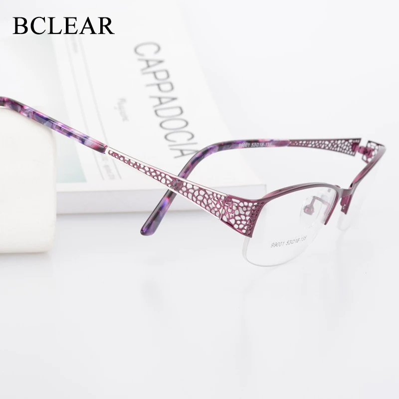 BCLEAR Elegant Half Rimless Eyeglasses Frame Optical Prescription Semi-Rim Glasses Spectacle Frame For Women's Eyewear Female
