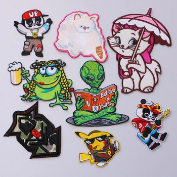 

High end Cartoon patch Pikachu Alien Frog icon Embroidered Applique Patches For kawaii clothes DIY Iron on Badges on a backpack