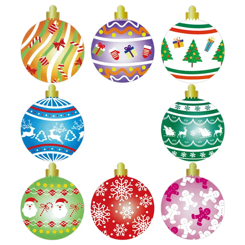 1.5 Inch Merry Christmas Sticker Christmas Party Holiday Decoration Gift Sealing Glue Baking Packaging Sticker Invitation Label 