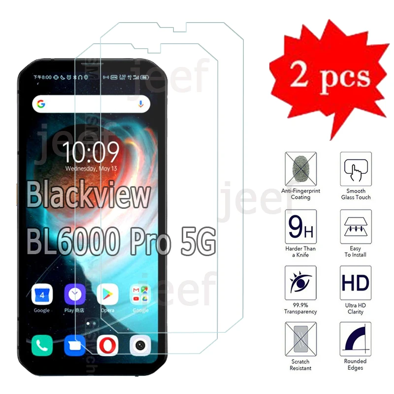 2-1 Pz Vetro Per Blackview Bl6000 Pro 5G Cover Phone Pellicola Protettiva Blackview Bl6000Pro Vetro Temperato Premium Antideflagrante
