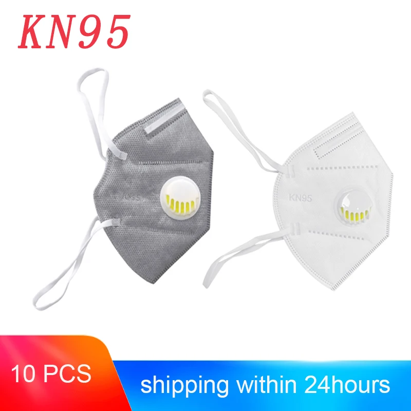 

KN95 Mask Breath Valve PM2.5 Mask Anti-Dust 95% Filtration Face Mouth Mask Activated Carbon Filter Respirator Fast Shipping