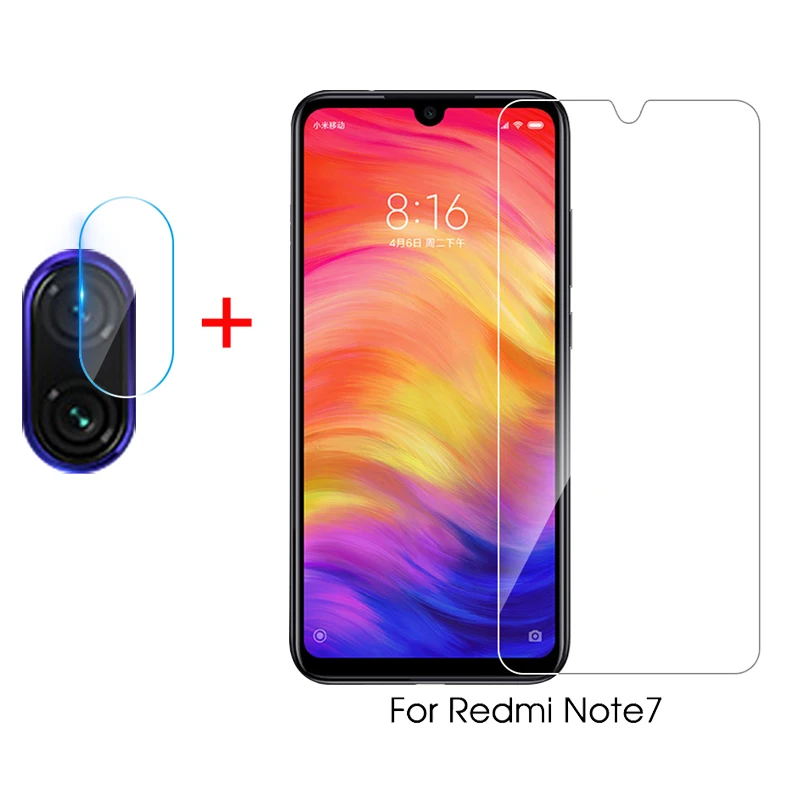 2 в 1 объектив камеры протектор для Xiaomi redmi note 7 Защитное стекло для redmi note 7 Pro Закаленное стекло протектор экрана note7