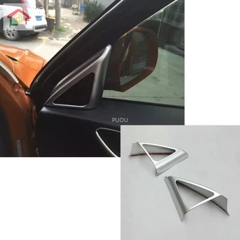 

For Audi Q3 2013 2014 2015 car cover ABS Chrome front A column lamp frame triangle Audio Speak Sound Cover Ring circle trim 2pcs