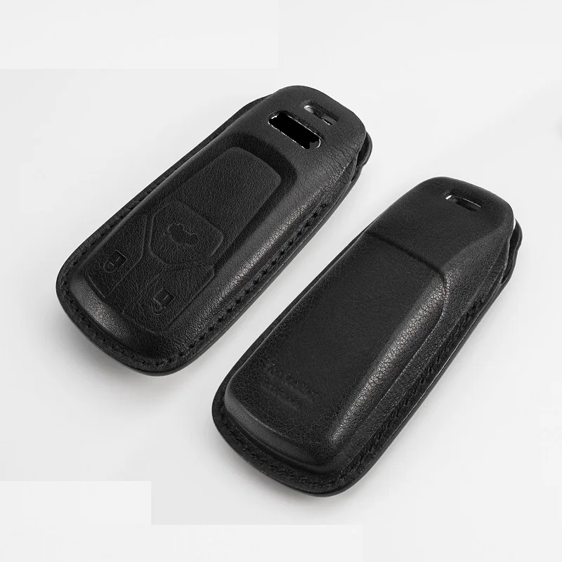 Luxury Genuine Leather Car Remote Key Cover Case Pocket For Audi A4 Allroad B9 Q5 Q7 TT TTS 4M 8S