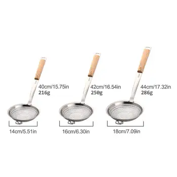 

Stainless Steel Colander Wooden Handle Filter Kitchen Grease Filter Household Frying Basket Thickened Fishing Noodle Spoon