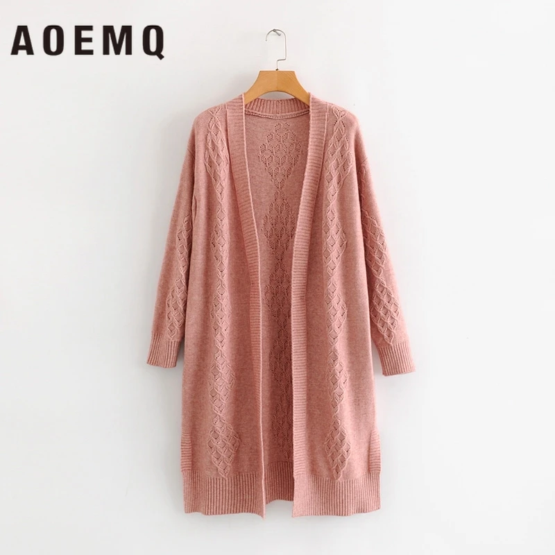 

AOEMQ Homewear Sweaters Long Cardigan Open Stitch V-Neck Sweaters Irregular Pattern Outwear Autumn Sweater Women Clothing