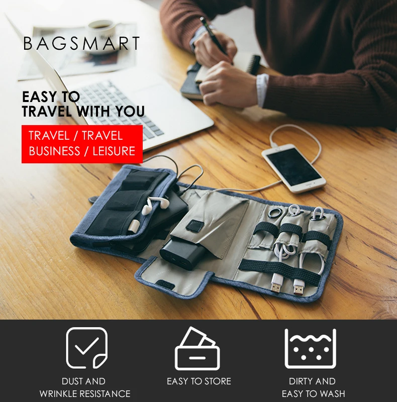 BAGSMART Лидер продаж USB кабель зарядное устройство Tote чехол сумка для хранения Портативный цифровой Аксессуары Гаджеты устройства путешествия Органайзер сумки