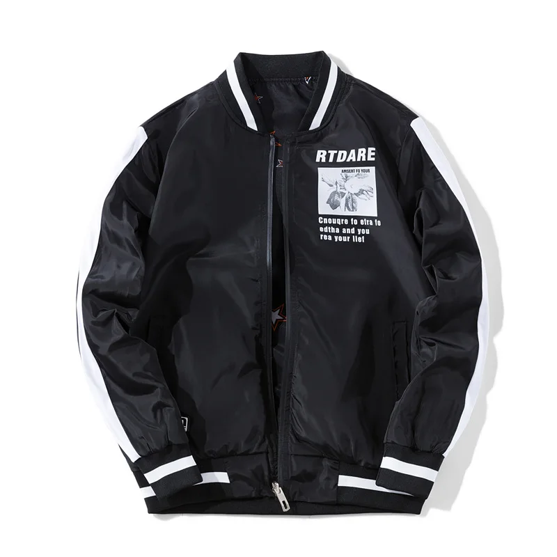 Japanese streetwear Hip Hop swag hipster bomber jacket double sided harajuku pilot biker Jackets Men Women coat couple outerwear | Мужская