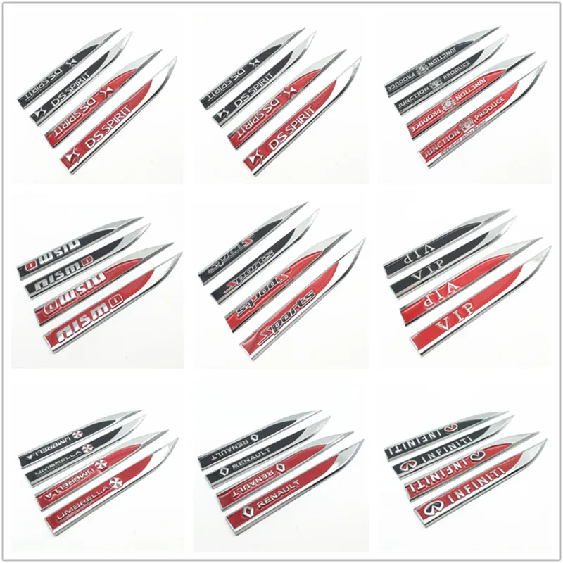 

5 pairs 3D Alloy Strip Car Styling For Auto Car Fender Side Wing or Rear Bumper Trunk Car Metal Sticker Emblem Logo Badge Decals