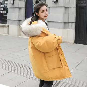 

Winter Jacket Women Loose Warm Thicken Down Cotton Coat Female Parkas Oversized Padded Hooded Women Winter Coat Outerwear Q1838