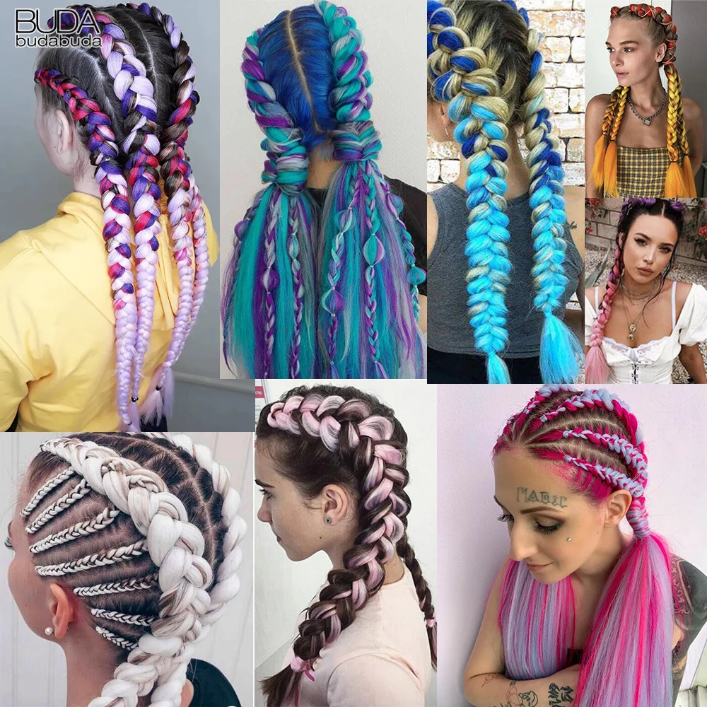 Synthetic Jumbo Braids Kane Kalon Hair For African Braid 24Inch Crochet Box  Braiding Hair Extensions Attachment For Women Purple