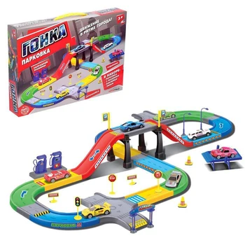 

Garage track "Steep bend", 3 metal cars, accessories