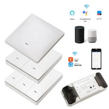 Wireless DIY WiFi Wall Switch Tuya Smart Life APP 433Mhz RF Transmitter Voice Remote Control Push Button 110V 220V Receiver