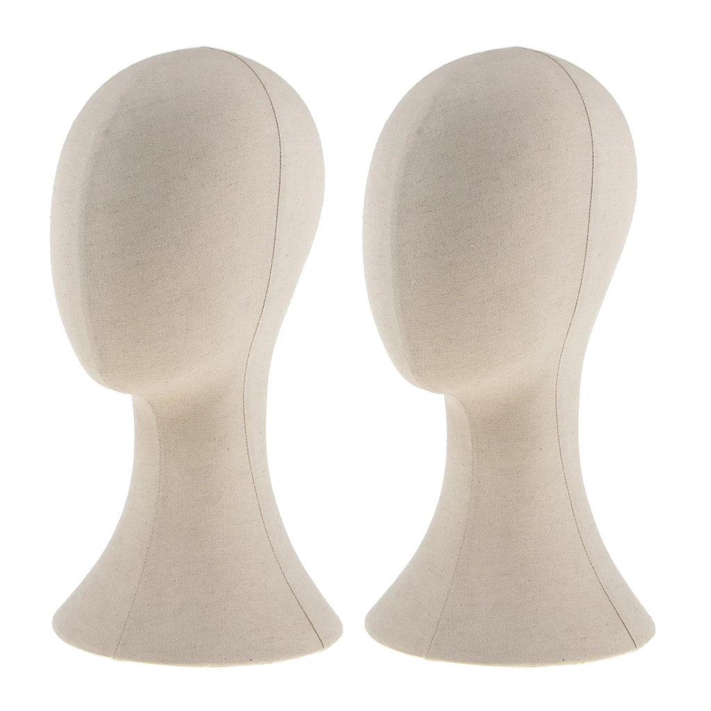 2PCS 22inches Cork Canvas Block Head Mannequin Head Wig Display Styling Head with Mount Hole